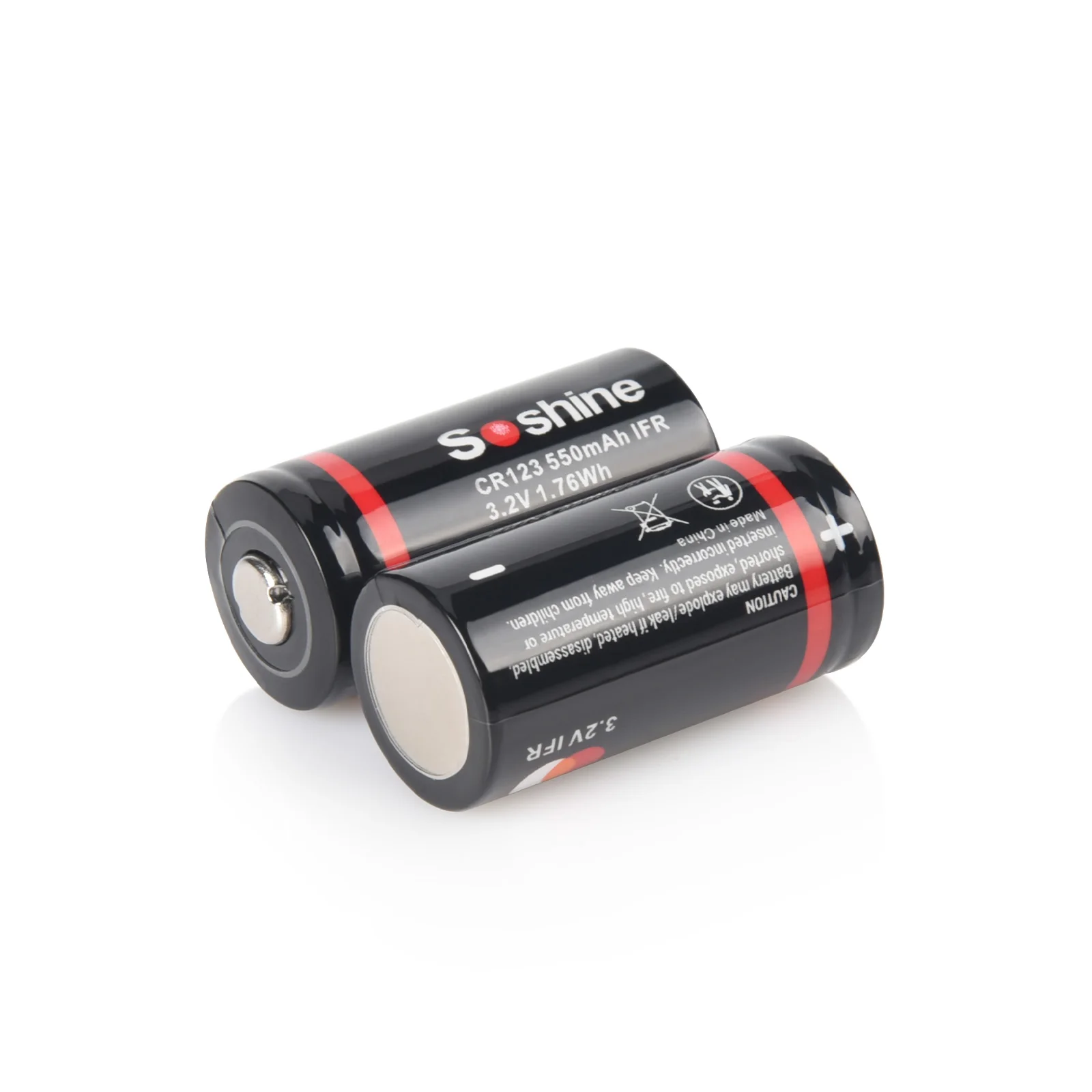 Soshine 16340 550 mAh LiFePO4-Akku RCR123 3,2 V wiederaufladbarer Akku 2000 Zeitentladezyklus für Taschenlampe, Scheinwerfer, Mini-Lüfter