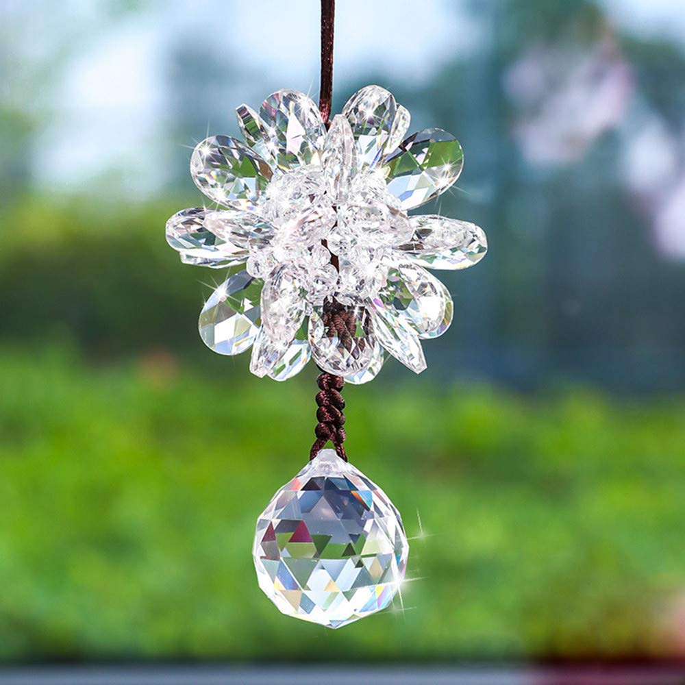 Colorful Crystal Flower Car Pendant Window Hanging Suncatcher Ornament