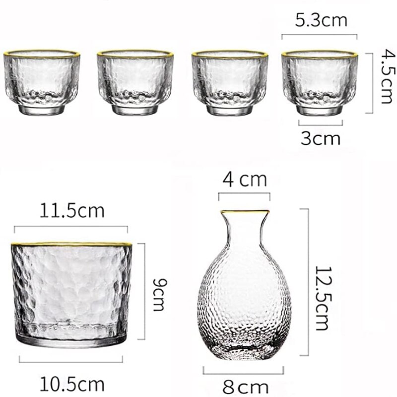 Jeu de verres à Shot en verre, ensemble de verres à saké japonais avec 1 Pot à saké, 4 tasses à saké et 1 bol à vin , ensemble de 6 pièces pour barmen