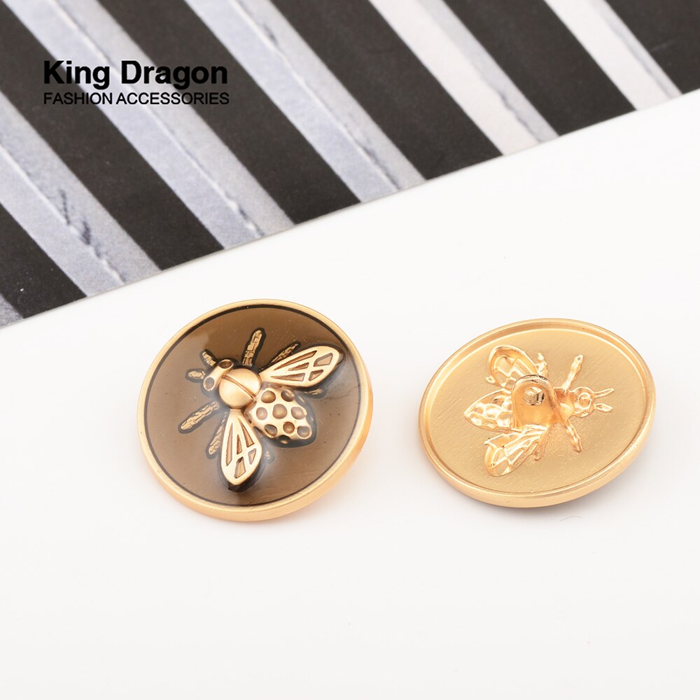 6 STKS Strass Decor Metalen Gouden Bee Knoppen Voor Kleding Jas Vest Trui Naai Handwerken KD871