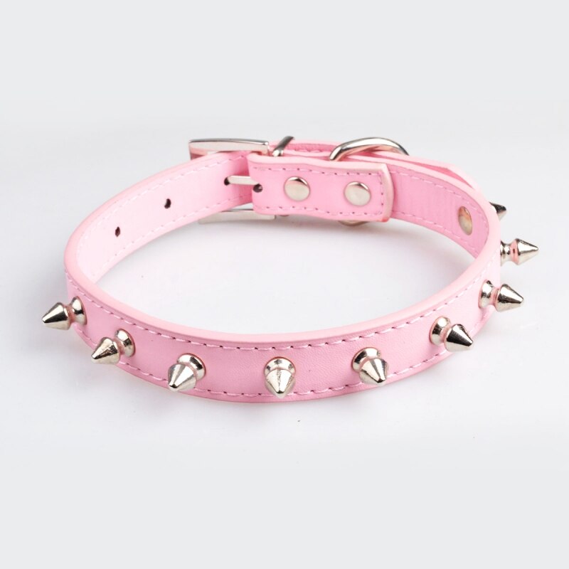 Cool Spiked Dog Collars For Studded Padded Leather Small Dogs Pitbull Terrier Adjustable Pet Necklace Dog Cat Leather CollarLLLL: P / L