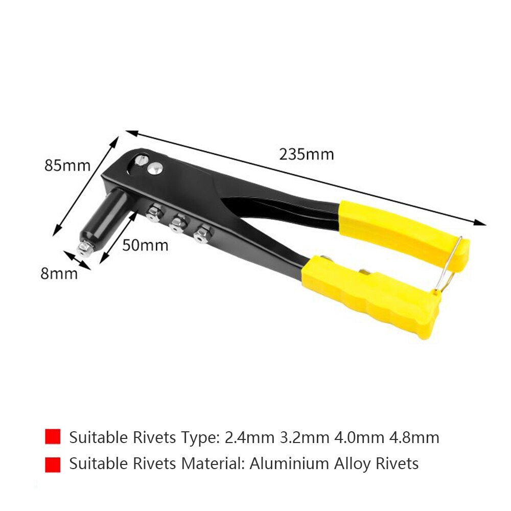 Rivet Gun Kit Heavy Duty Single Hand Manual Riveter with 4 Interchangeable Heads 3/32 Inch 1/8 Inhc 5/32 Inch 3/16 Inch