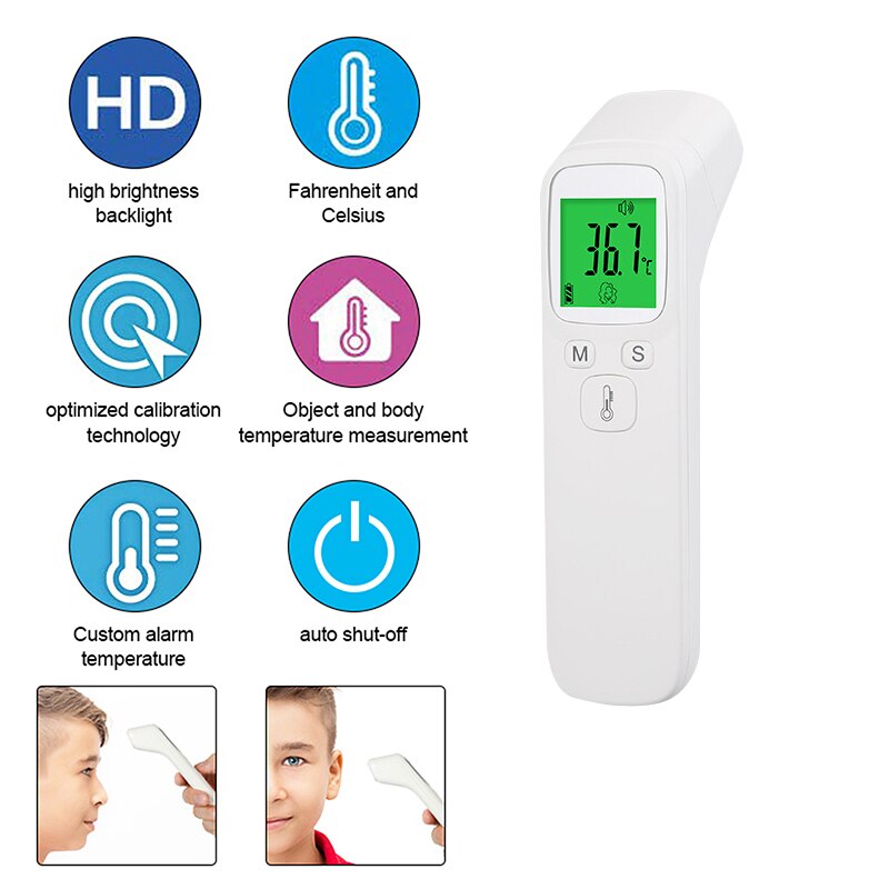 Non-contact Forehead Ear Thermometer Infrared Digital Thermometer Food Thermometer Baby Adults Outdoor Home Fever Thermometer
