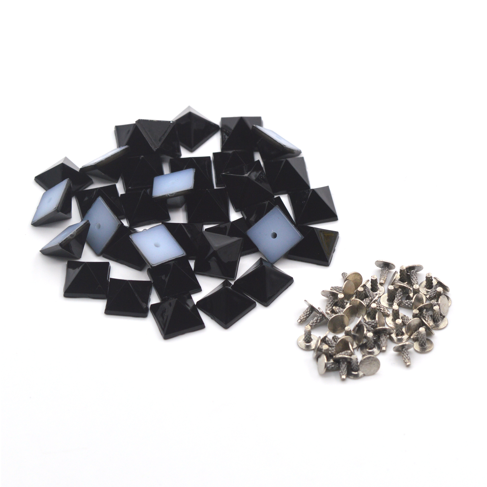 KALASO 50 juegos de 10mm plateado chapado en oro ABS pirámide cuadrado Punk tachuelas remaches picos para zapatos bolsa decoración de ropa artesanía Diy: Plata antigua