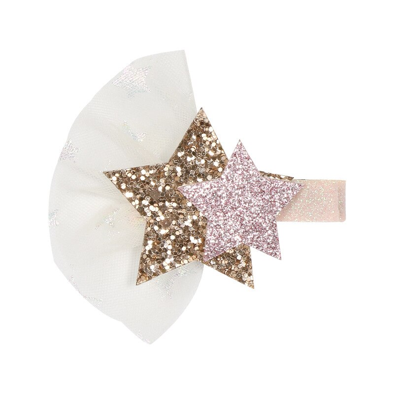 Kids Unicorn Hairpins Glitter Bow Star Hair Clips for Girls Children Headwear Barrettes Little Girl Hair Accessories: pink star