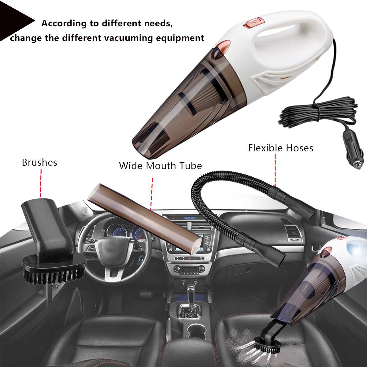 12V Car Vacuum Cleaner Automobile Auto Handheld Vacuum Cleaner Dry / Wet Portable Duster Indoor Home Car interior Powerful