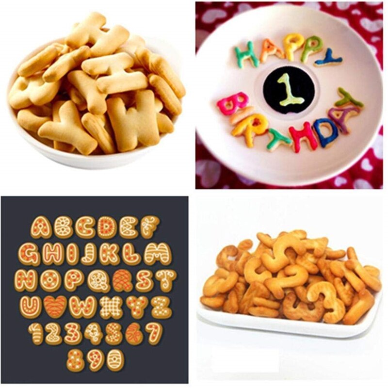 Alfabet Nummer Biscuit Cutter Kleine Letters Hoofdletters Letter Cake Decorating Cookie Gereedschap Stempel Mold Dessert Bakken Accessoires