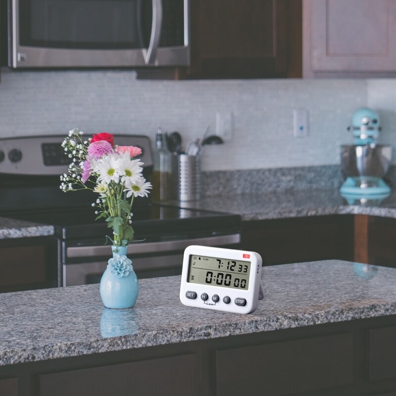 YS-218 Digital Timer 100 Hour Dual Count Down and Count Up Kitchen Timer with Magnet Hanging Bracket Large LCD Display