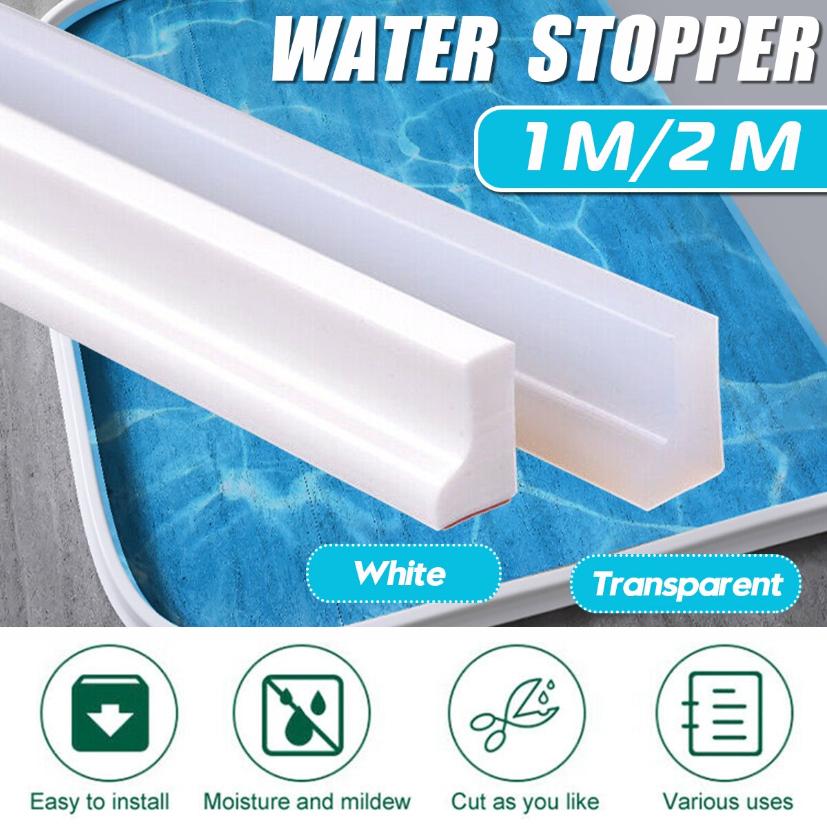 Water Stopper Douche Drempel Water Dam Bad Douche Barrière Dam Silicon Water Blocker Droge En Natte Scheiding Voor Badkamer