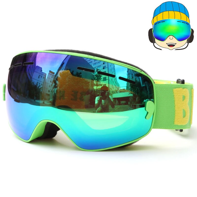 Skibrillen voor kinderen,  uv400 anti-condens snowboardbrillen, skibrillen met dubbele lens, skimaskers, winterskibrillen voor kinderen, brillen: Groente