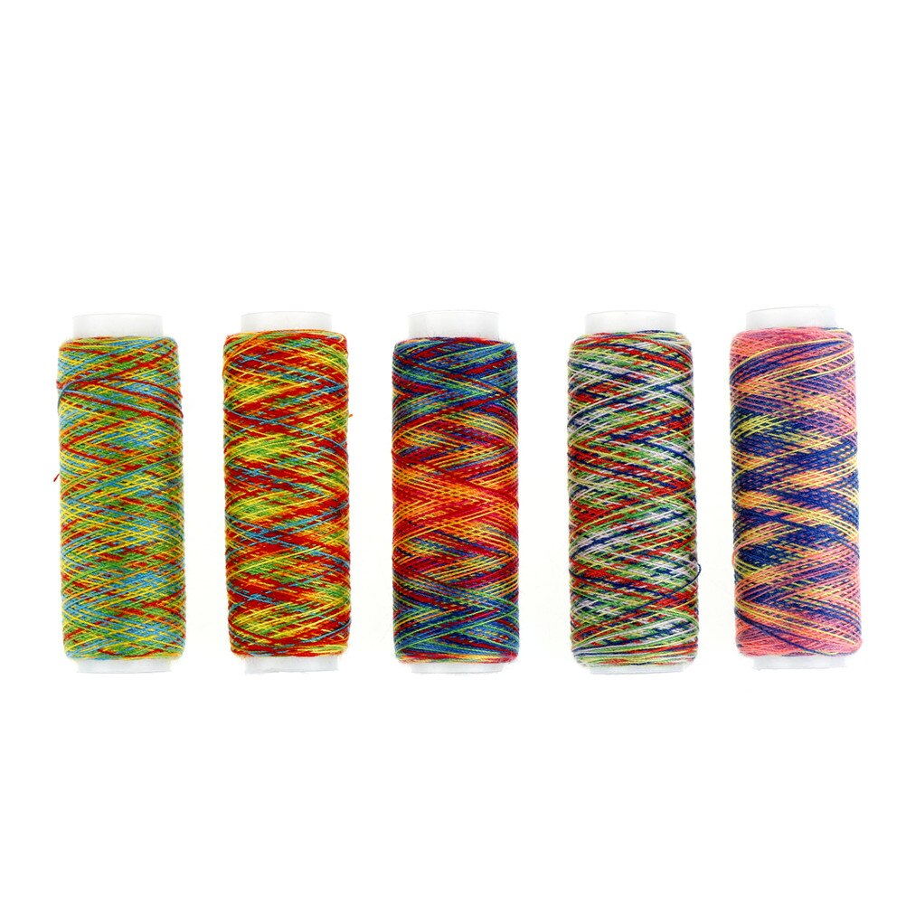 5pcs Rainbow Color Sewing Thread DIY Embroidery Sewing Yarn Knitting Thread