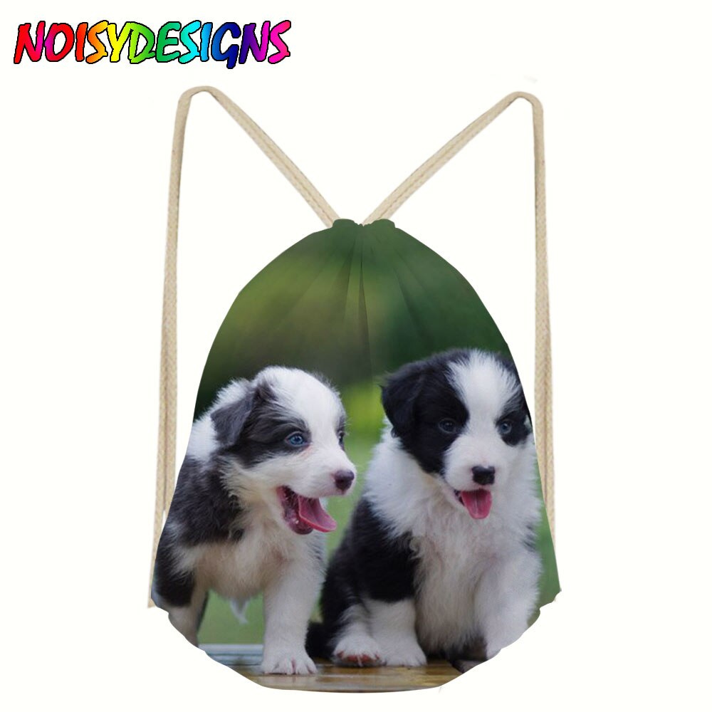 Lin oppbevaring pakke bag border collie hund mønster snøre bag liten mynt veske reise kvinner liten tøy veske veske: Lmyd 3926 z 3