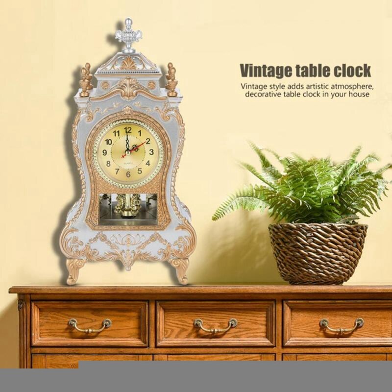 Vintage Desk Retro Alarm Clocks Classical Royalty Living Room TV Cabinet Desk Furnishing Sit Pendulum Clock