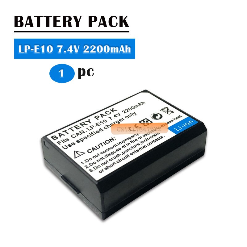 1PCS 2200mAh LP-E10 LP E10 LPE10 Batterij Voor Canon EOS Rebel T3 T5 T6 1100D 1200D 1300D Kus x50 X70 LP-E10 Batterij