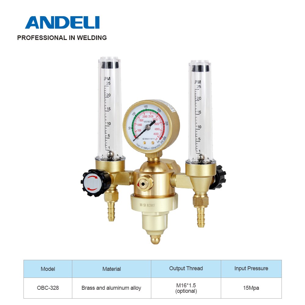 ANDELI Welding Gas Meter Argon Pressure Flow Regulator for TIG Welding machine Argon pressure reducer
