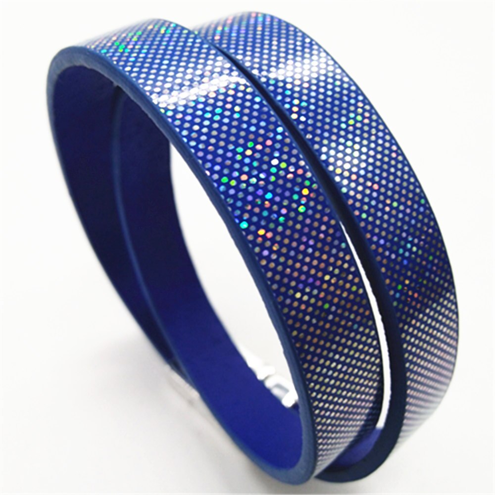 Paars Roze Shining Girl Trendy Classic Neon Manchet Bangle Leer Vrouwen Armbanden Vrouwelijke Sieraden Party: dark blue