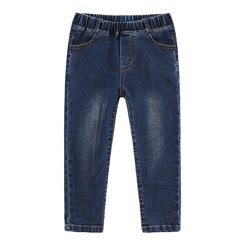 Autumn 2022 outdoor jeans elastic waist solid color slim breathable mid waist pants children's jeans: Blue / 7T