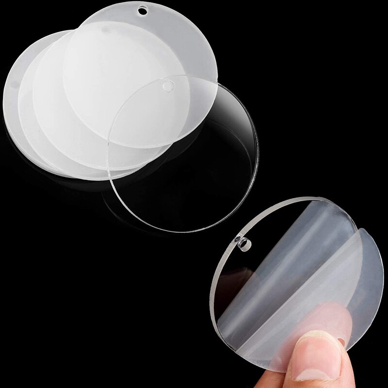 Acrylic Transparent Circle Discs and Key Chains Clear Round Acrylic Keychain Blanks for DIY Projects and Crafts, 2 Inch