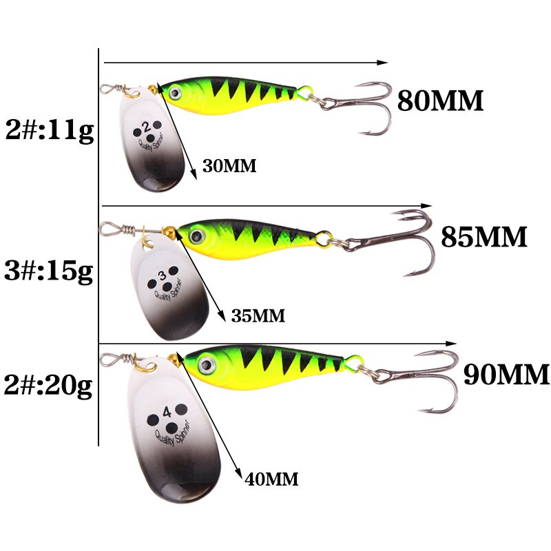 Cuillères à leurres de pêche à la traîne, appâts ménés de type cuillère, Wobbler en métal pour la truite, Wobbler, truite, 11G 15G 20G