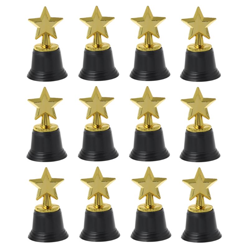 12PCS Star Gold Award Trophies 4.5&quot; Gold Star Trophy For Awards Winners Oscar Awards Parties Bulk School