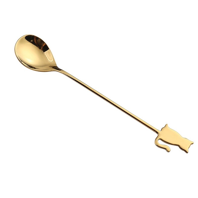 304 Stainless Steel Cat Fish Coffee Spoon Stirring Spoon Cute Dessert Milk Tea Spoon Household Kitchen Coffee Stirring Tableware: GD3