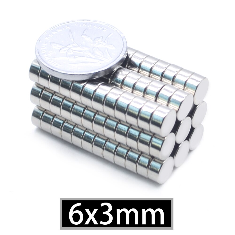 10/50/100/200 kpl 6 x 3 neodyymimagneetti 6mm x 3mm n35 ndfeb pyöreä supertehokas vahva kestomagneettinen imanes-levy 6 x 3