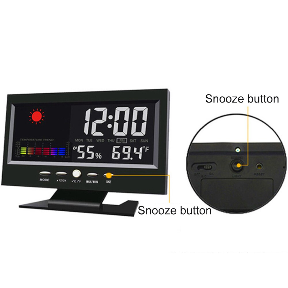 Oryginalny cyfrowy zegar Lcd prognoza pogody drzemka budzik z termometrem zegarek domowy zegar na biurko zegarek wielofunkcyjna