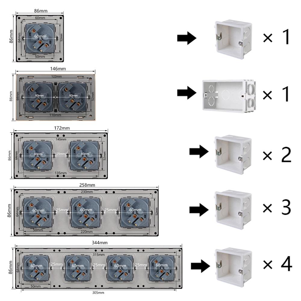 Atlectric  rj45 & tv-portar dubbla  rj45 datauttag tv-port vägguttag dator tv-kontakt paneluttag härdat glas