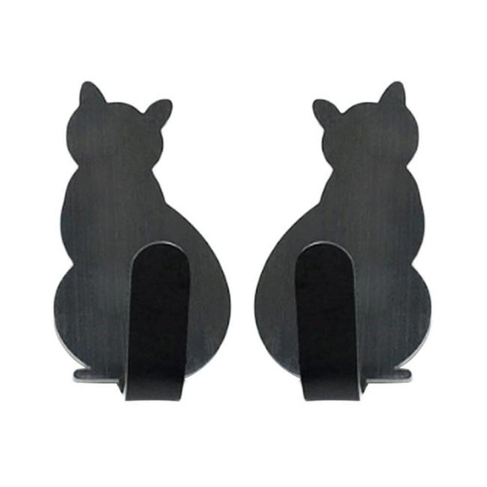 2 Stuks Sleutels Hanger Kat Staart Vormige Keuken Metalen Haak Sleutelhouder Muur Deur Hanger Decoratieve: Grijs