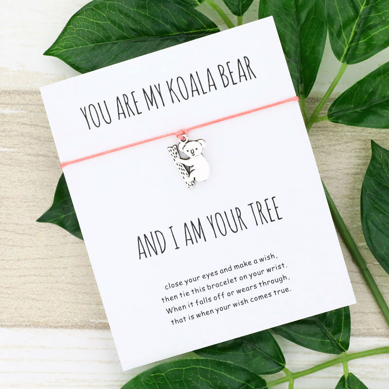 Glück Koala Wünschen Armband Nette Koala Charme Wünschen Karte Freundschaft Armbänder Koala Schmuck für Frauen Männer Beste Freund