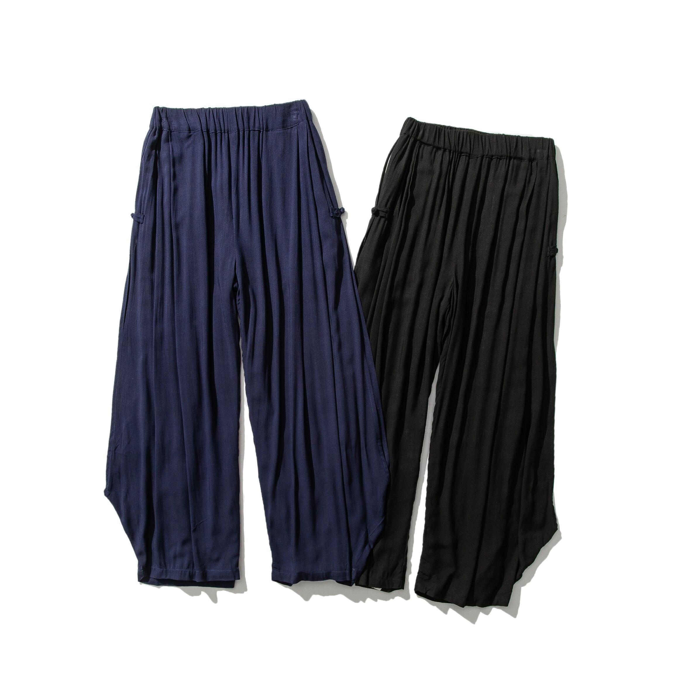 Mænd bukser i linned med brede ben mand harajuku streetwear haremsbukser mandlig kinesisk stil hanfu kongfu sorte bomuldsbukser nederdel