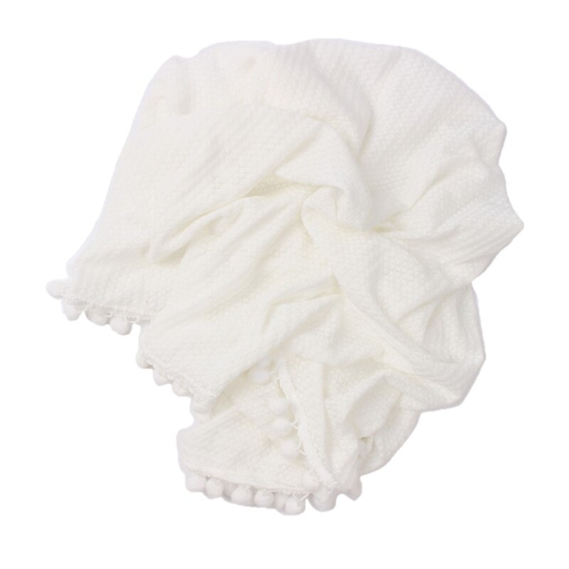 Baby Soft Cotton ricezione coperta Waffle maglieria Hairballs nappa Swaddle Wrap asciugamano da bagno puntelli fotografia neonato