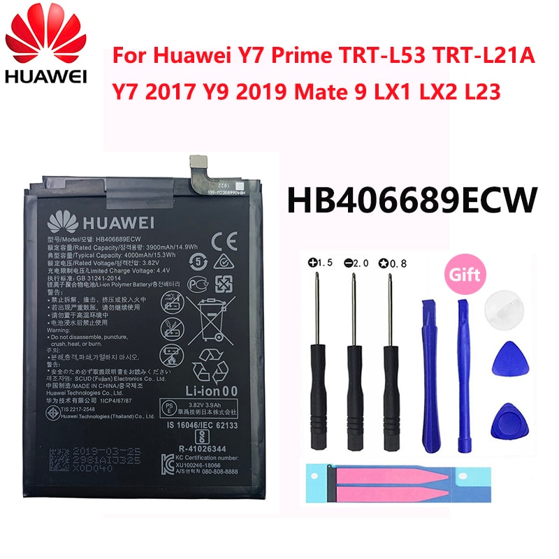 Hua Wei Originele Batterij 4000Mah HB406689ECW Voor Huawei Genieten 7 Plus TRT-L53 TRT-L21A TRT-AL00 TL10A Y7 TRT-LX1 LX2 L23