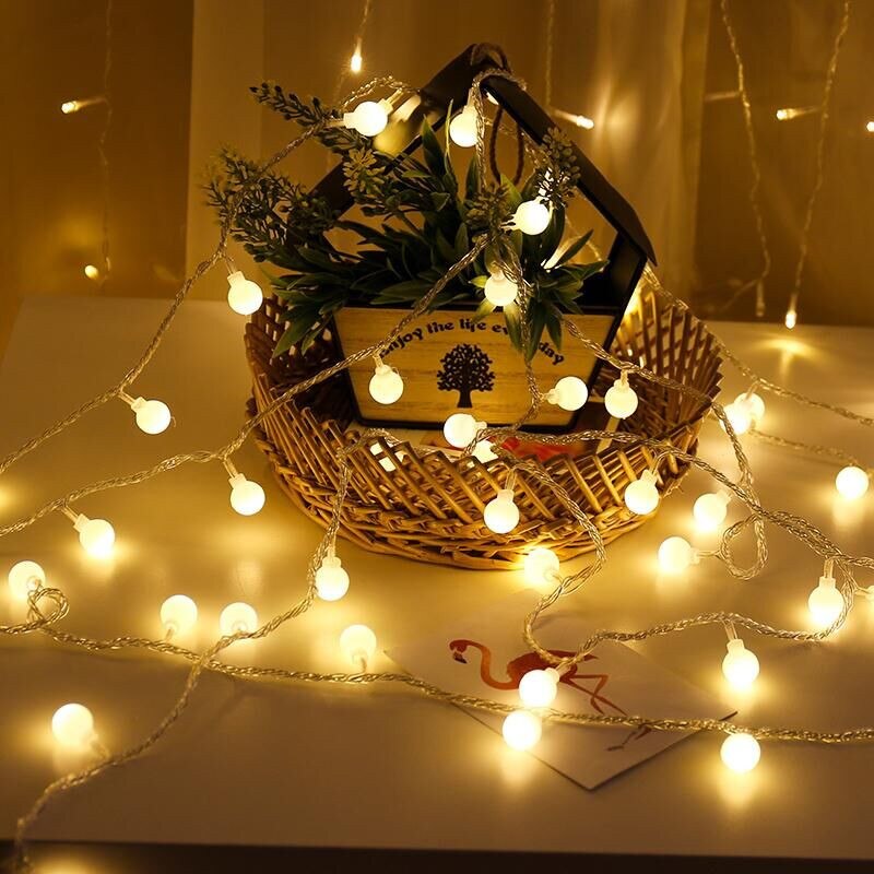 Fest indretning lyssnor 1.5m 10 led krystalklar kugle fe snor lys bryllup fest udendørs indretning lampe