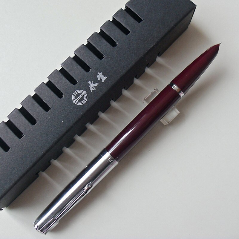 Yong Sheng 601 0.5mm Fine Nib Vacumatic Fountain Pen Metal+ABS Body Silver Cap: red