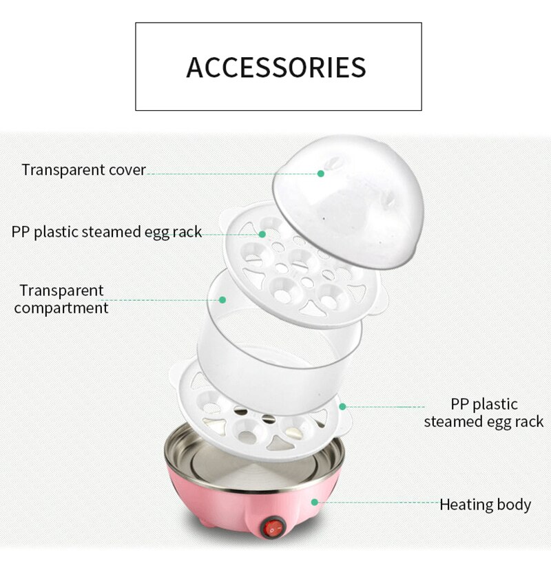 Double-Layer Egg Cooker Automatic Power-Off Steamer Stainless Steel Multifunctional Mini Steamer Poacher Kitchen Cooking Tool