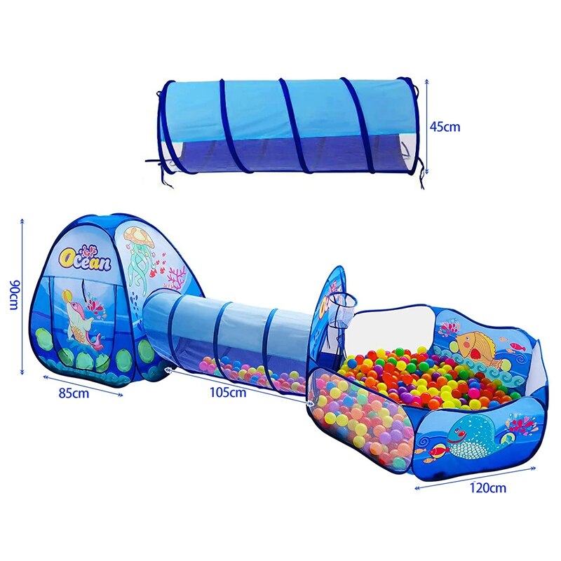 Childrens Pool Tent Bal Pit Speelhuis Crawl Tunnel Oceaan Thema Spelen Tent Voor Kinderen Indoor Outdoor Speelhuis