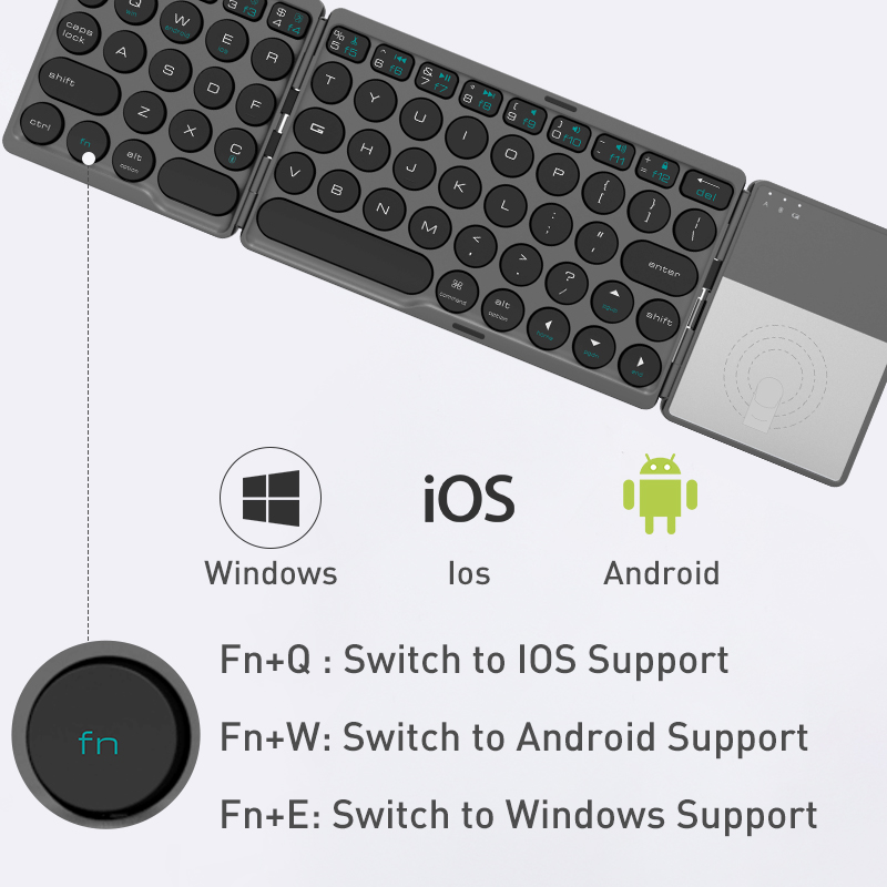 Foldable Wireless Keyboard Bluetooth Keypad with Touchpad Rechargeable for Tablet Notebook Android Windows Phone Laptop Tablet
