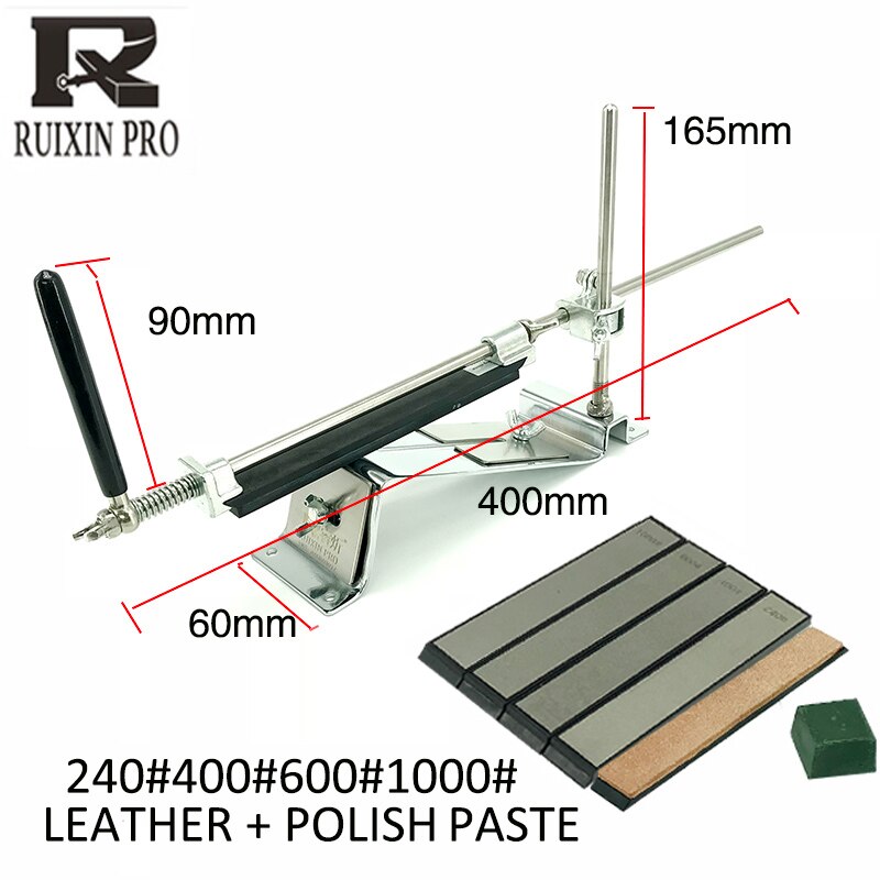 RUIXIN Pro fessional Kitchen Knife Sharpener Whetstone Updated Multifunction Fixed Angle Edge Honing Tools Sharpening System: 4J pg