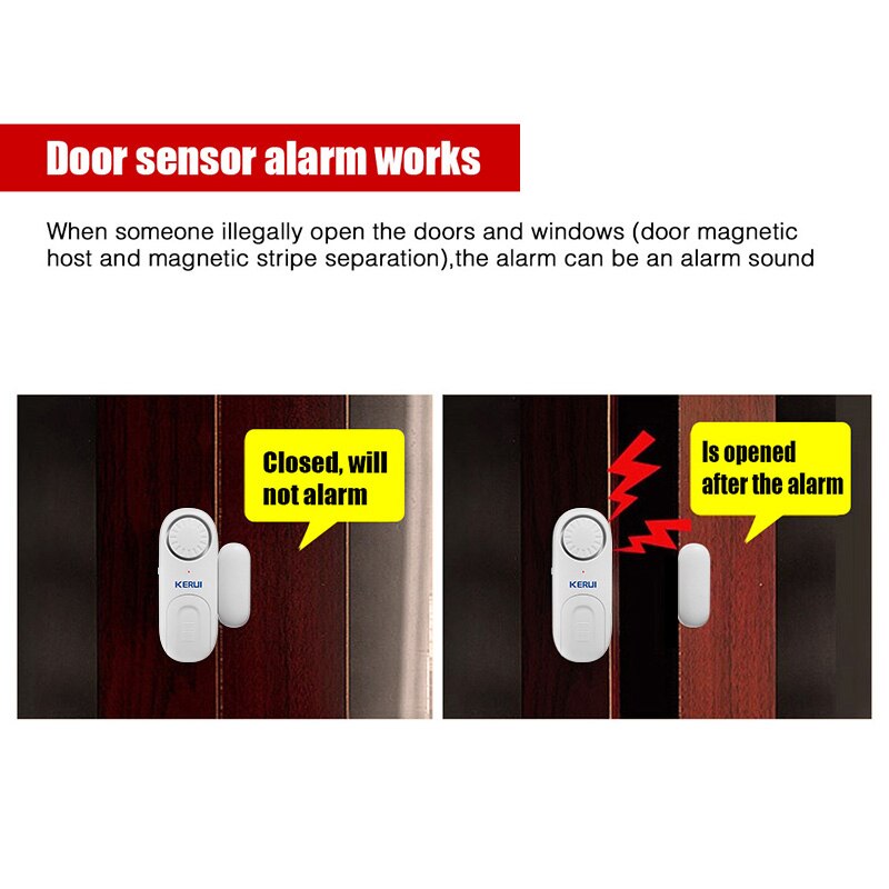 Kerui  d1 trådløs lille uafhængig dør magnetisk standalone dør / vinduesensor alarm sikkerhed beskyttelsesalarm