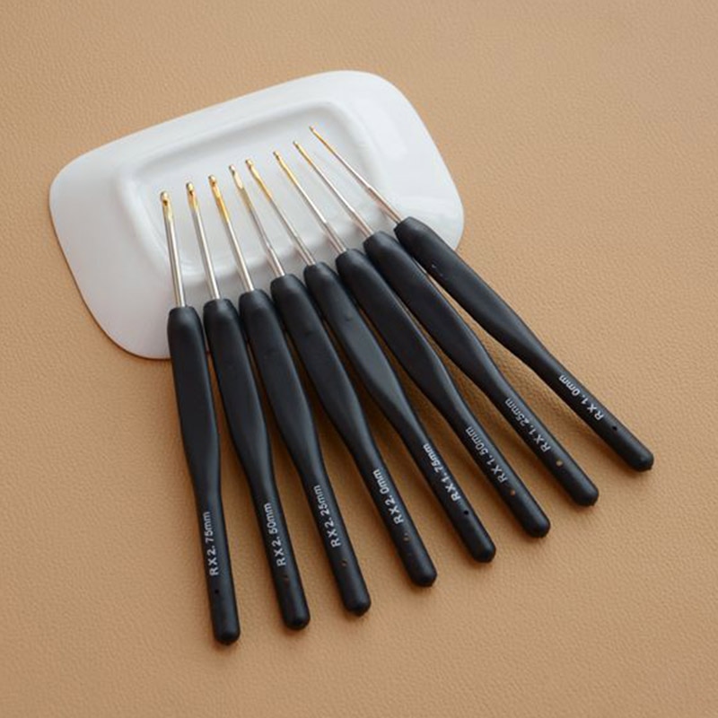 8 Stks/set Zwart Breien Naalden Plastic Handvat Haaknaalden Voor Knit Diy Craft Loom Tool Weven Kit Braid