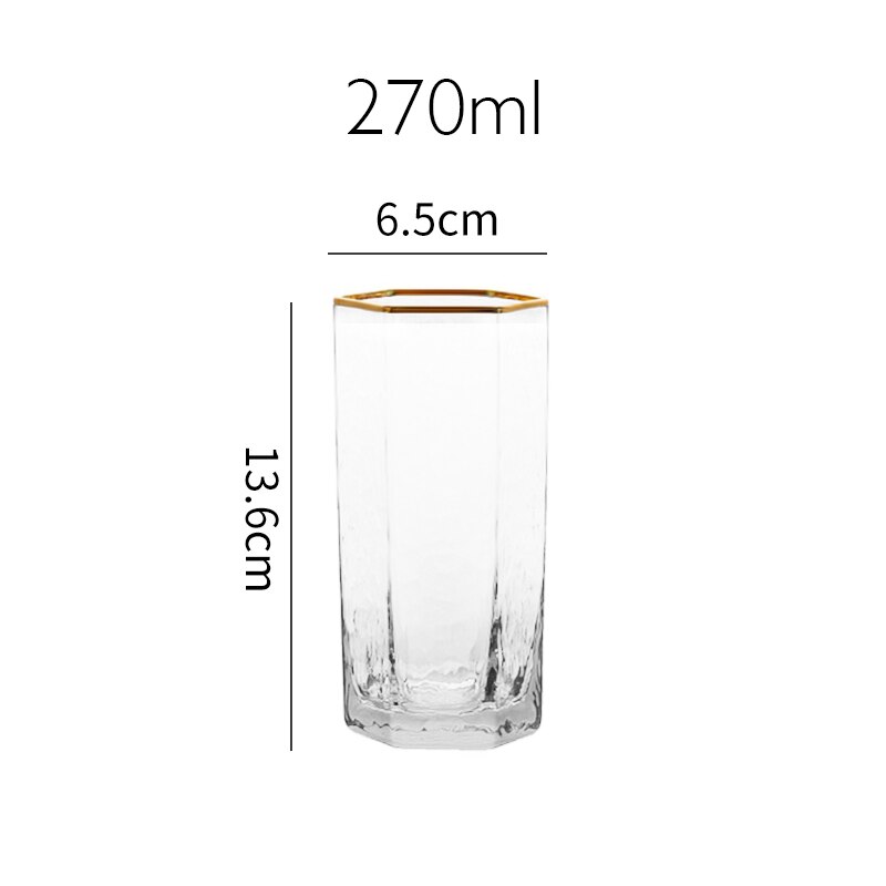 Japan Orange Color Wine Glass Geometric Hexagonal Champagne Goblet Tequila Whiskey Wine Glasses Home Barware: CLEAR 270ml