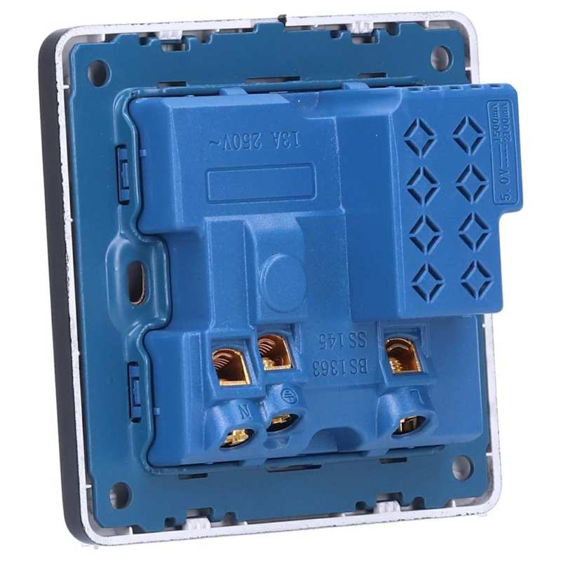 power socket Multi-Functional Wall Power Outlet Socket with 2 USB Port 13A for Home Office UK Plug 250V Black enchufe pared