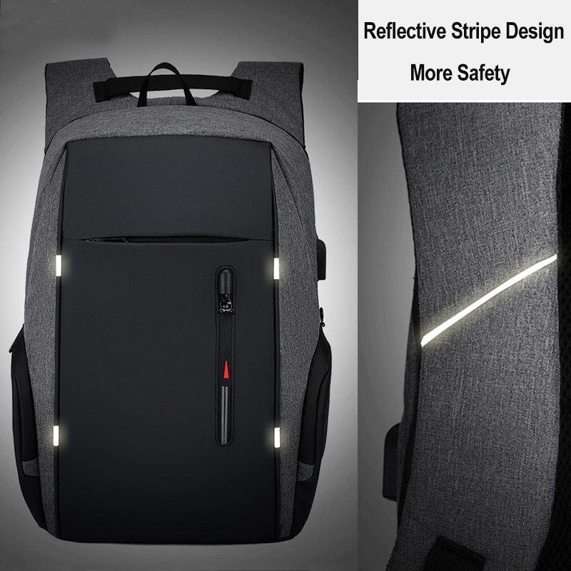 Super USB Ladung Laptop Männer NEUE Rucksack Reflektierende Streifen Rucksack für Männer Große Reisetaschen Männlichen Wasserdichte Rucksack