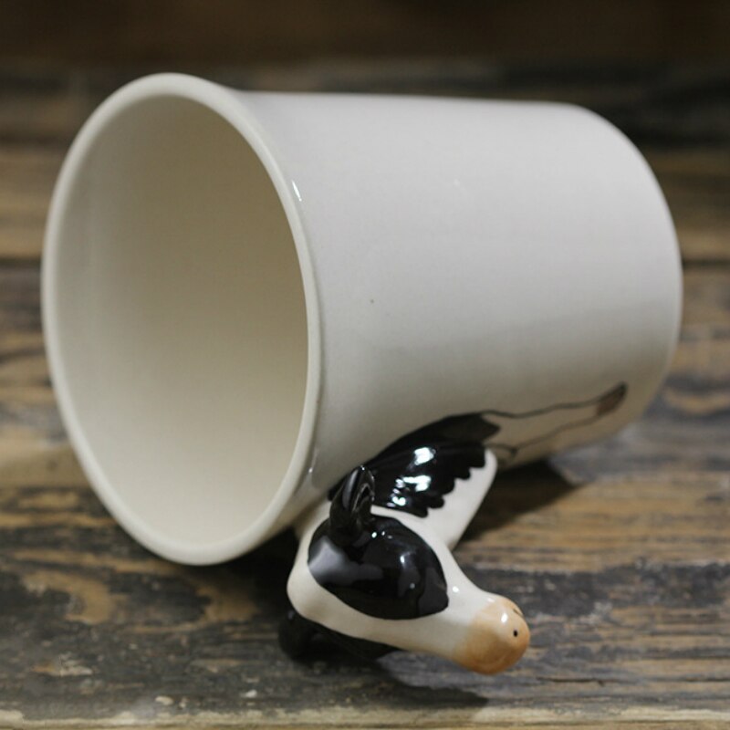 3D Animal Mug Hand-painted Cow Coffee Cup Cartoon Milk Breakfast Mug Ceramic Cup