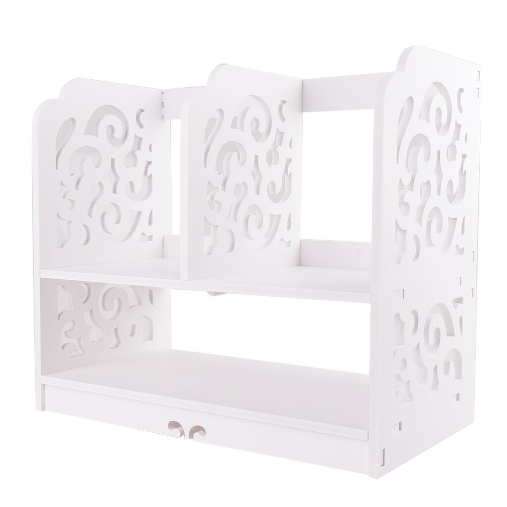 Scrollwork Table Desk Top Storage Rack Stationary Makeup Organizer Shelf