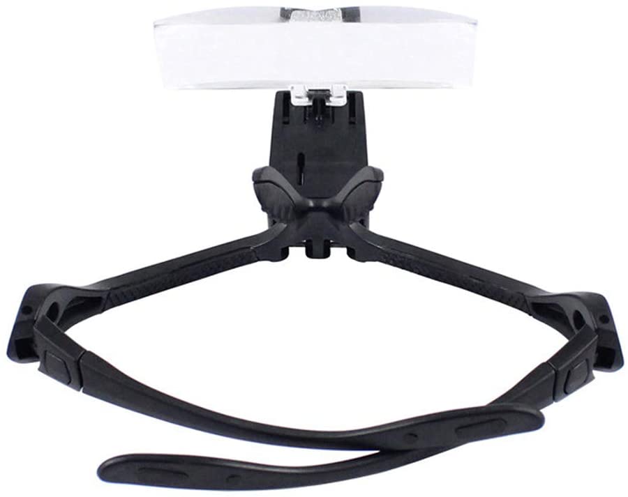 Banda para la cabeza, lupa de reparación de ojos con lupa de 2 luces LED 1,0/1,5/2,0/2,5/3,5x5PC, gafas, lupa de lente óptica (sin batería)