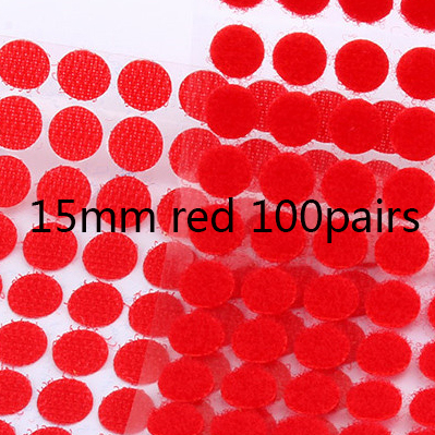 Multicolor 15Mm Dots Stickers Klittenband Dubbele Stok Zelfklevende Tape Nylon Sluiting Tape Thuisgebruik 100Pairs: 15mm red