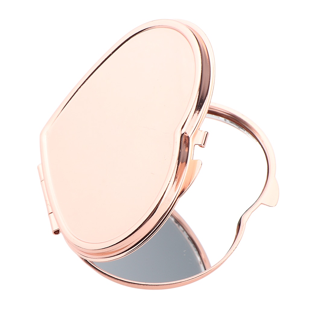 Espejo compacto de doble cara con forma de corazón para mujer y niña, espejo de mano para maquillaje pequeño, para de bolsillo o monedero de viaje