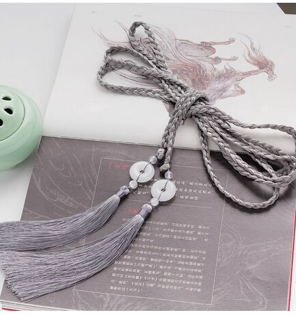 Col rond Robe Hanfu Palace ruban corde boucle de sécurité gland Jade pendentif taille pendentif ornement Cosplay tissé ceinture ceinture: 08